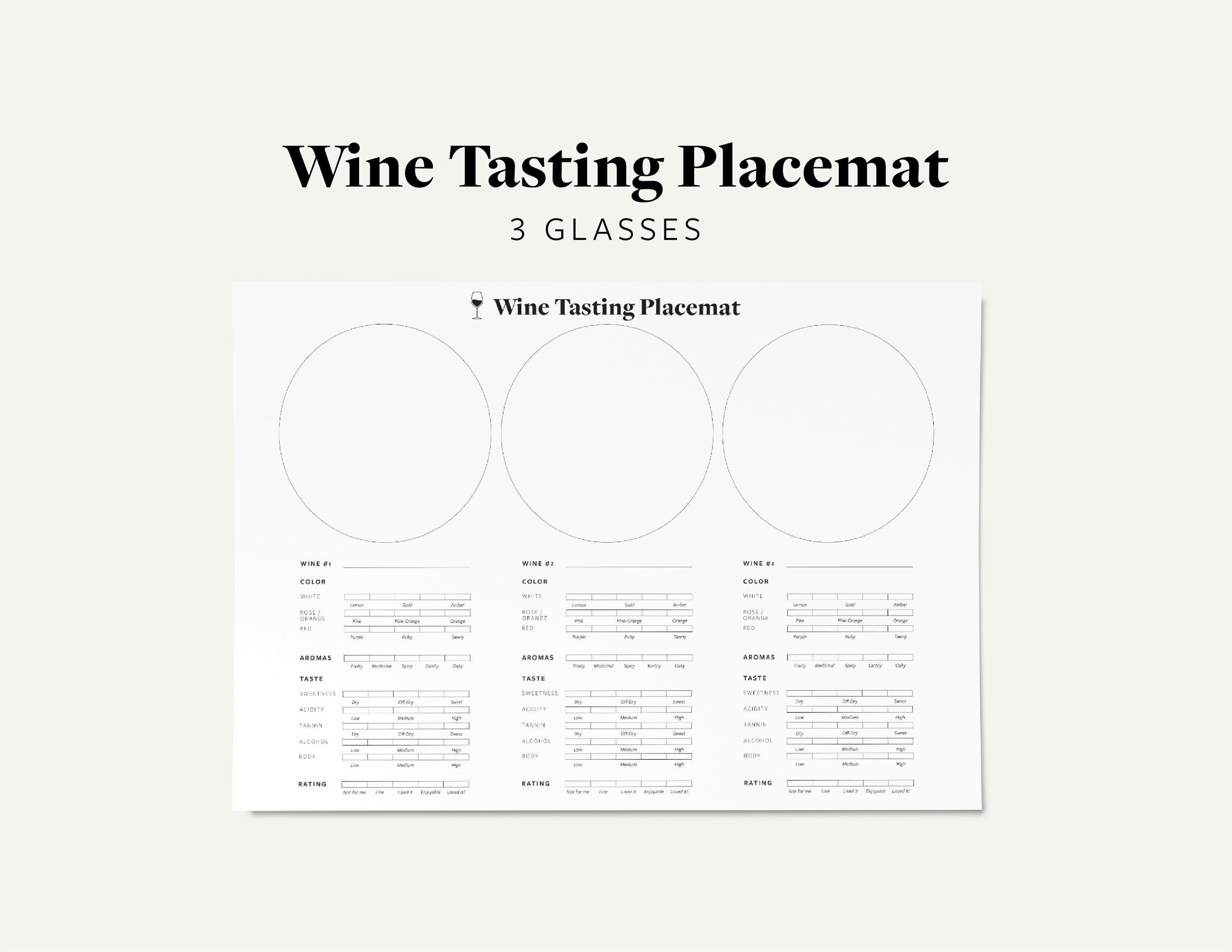 Wine Tasting Placemat, Interactive Wine Education Guide (digital ...