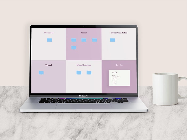 Purple Desktop Wallpaper Organizer Etsy