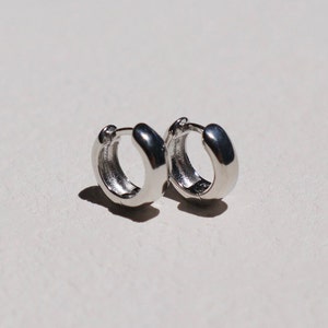 Tiny Bold Huggie Hoop Earrings in Sterling Silver, Classic Mini Huggies, Second Hole Earrings, Unisex Earrings, Simplest Hoops