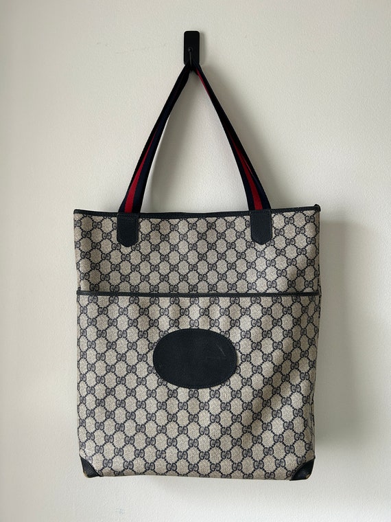 Gucci Monogram Web Tote in Navy Blue