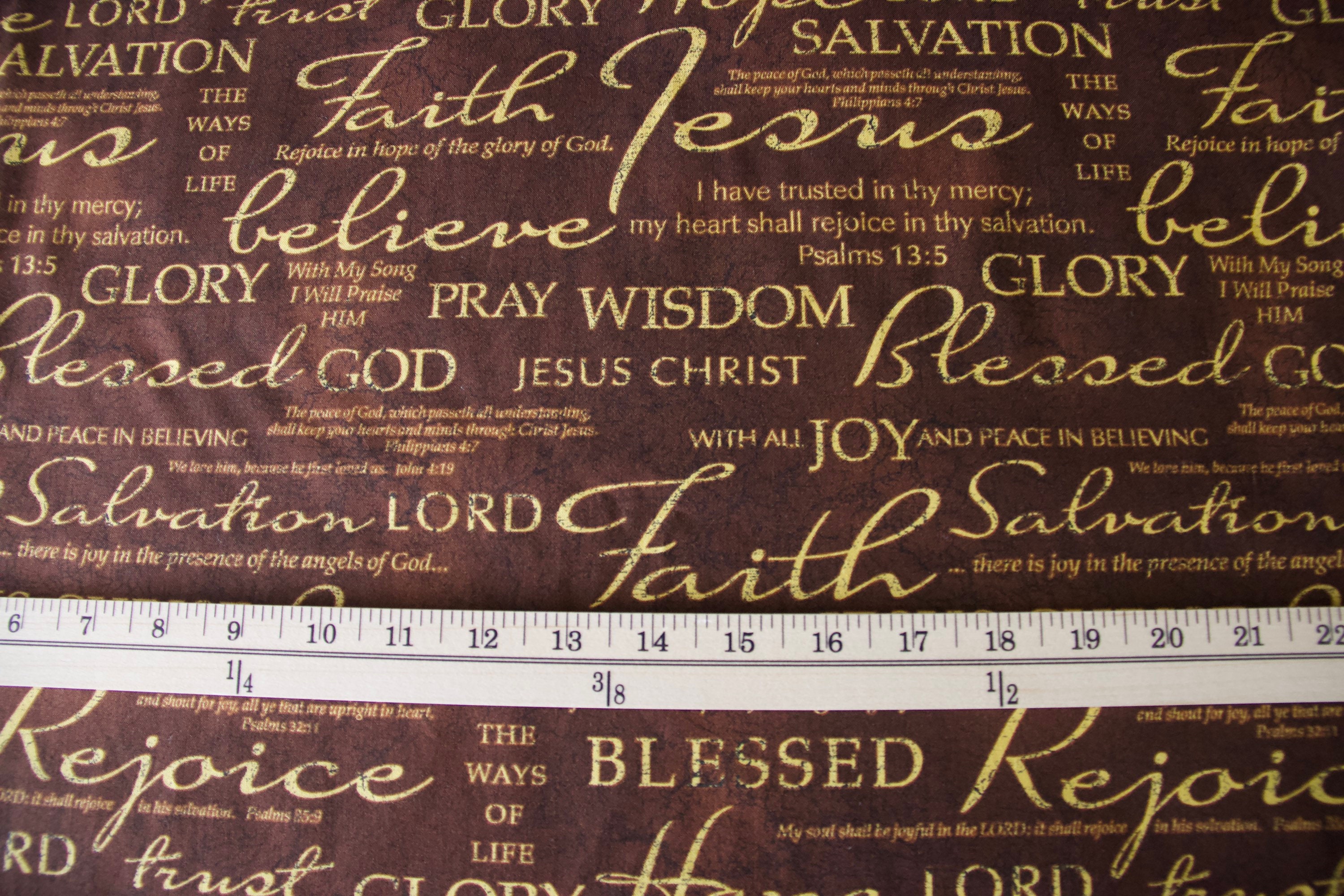 Jesus Fabric. Christian Fabric Gold and Brown Etsy