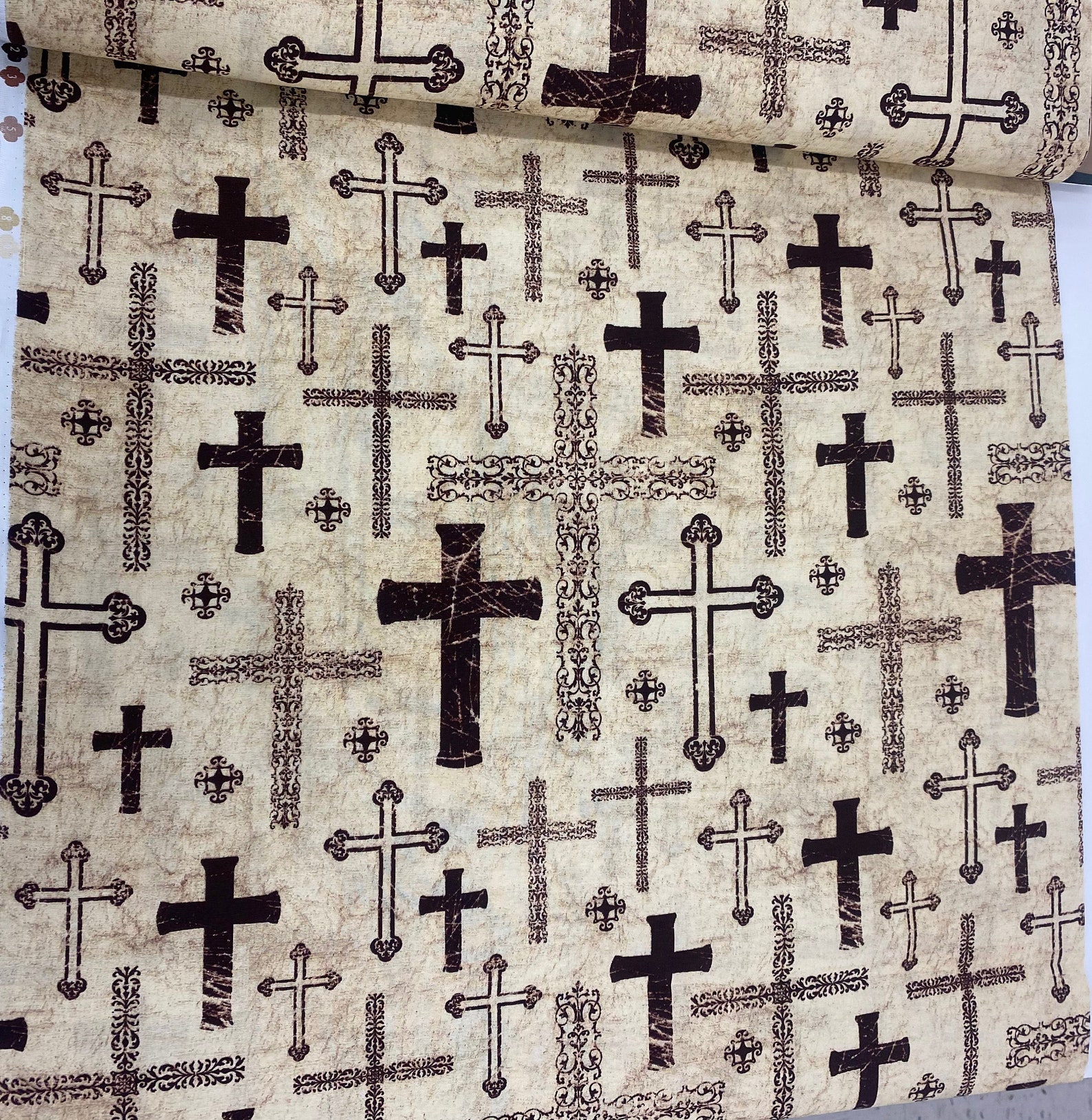 Christian Crosses Fabric. Jesus Fabric. Christian Fabric Etsy