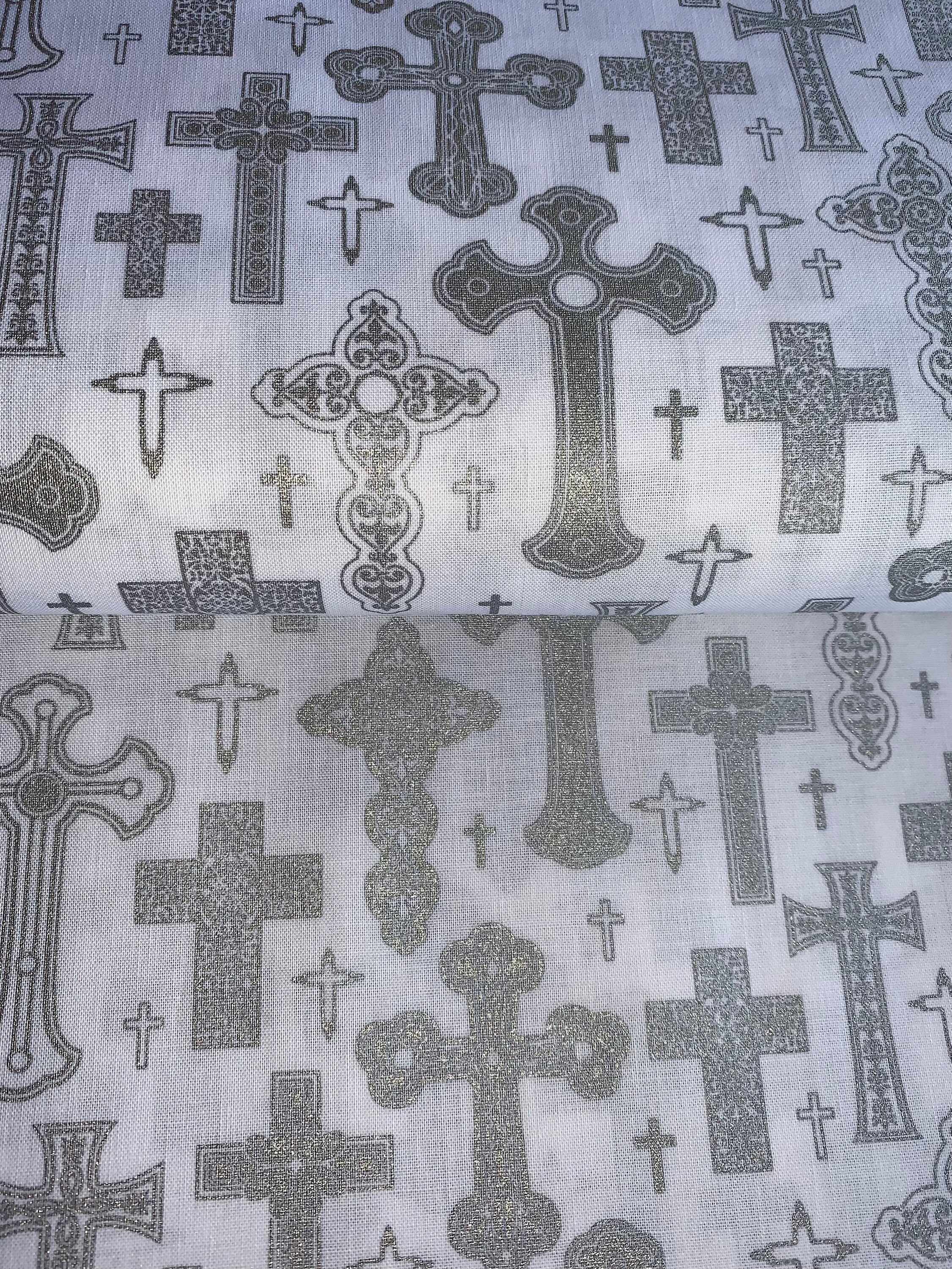 Christian Crosses Anti-pill Fleece Fabric No Sew Throw Kit 50x60 