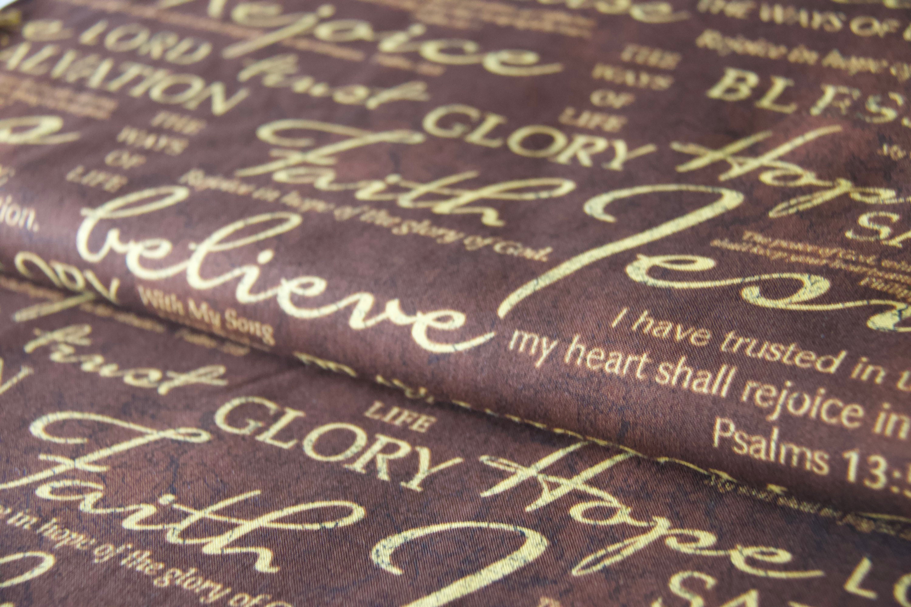 Jesus Fabric. Christian Fabric Gold and Brown - Etsy