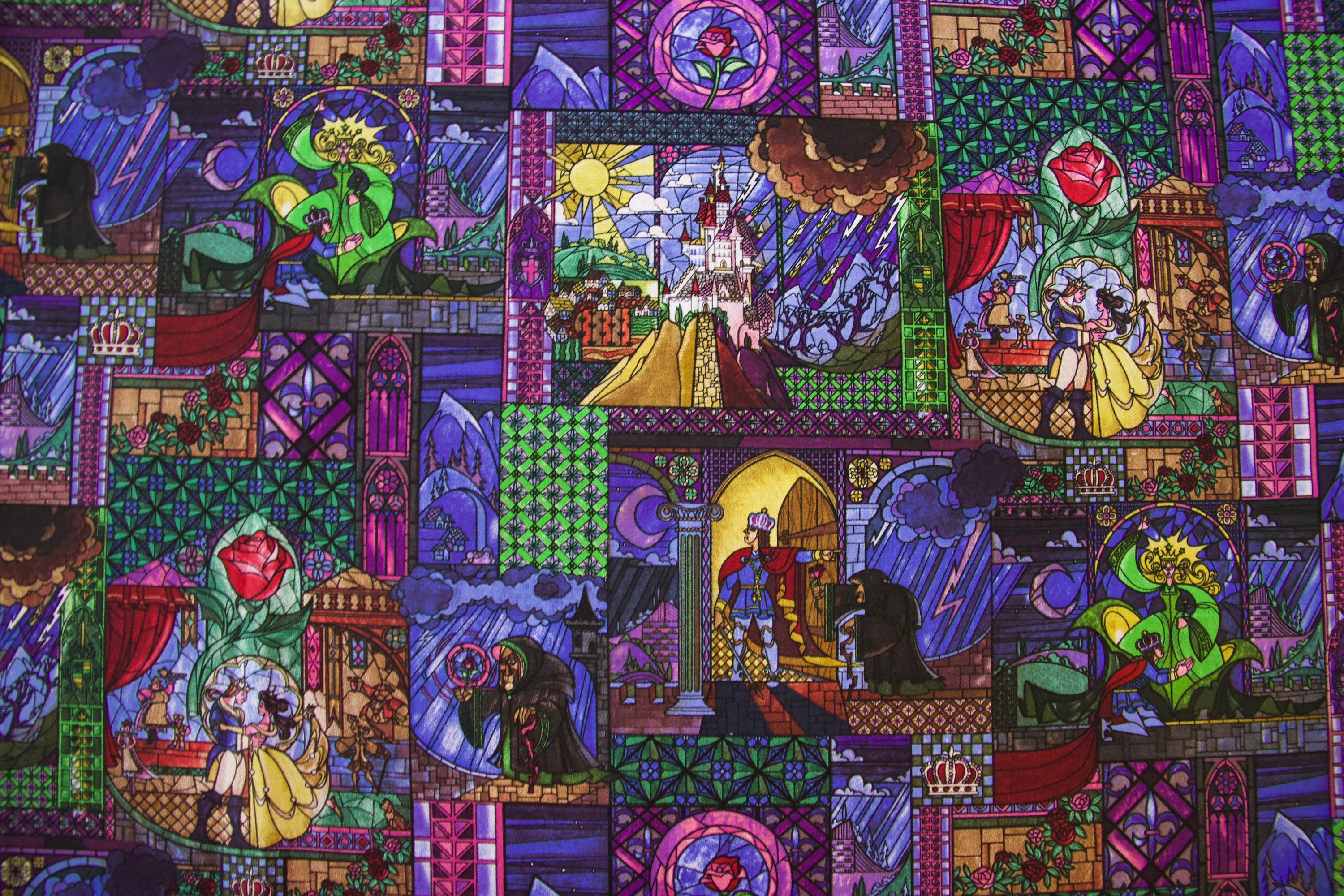 Beauty & the Beast Stained Glass Fabric Collection Etsy