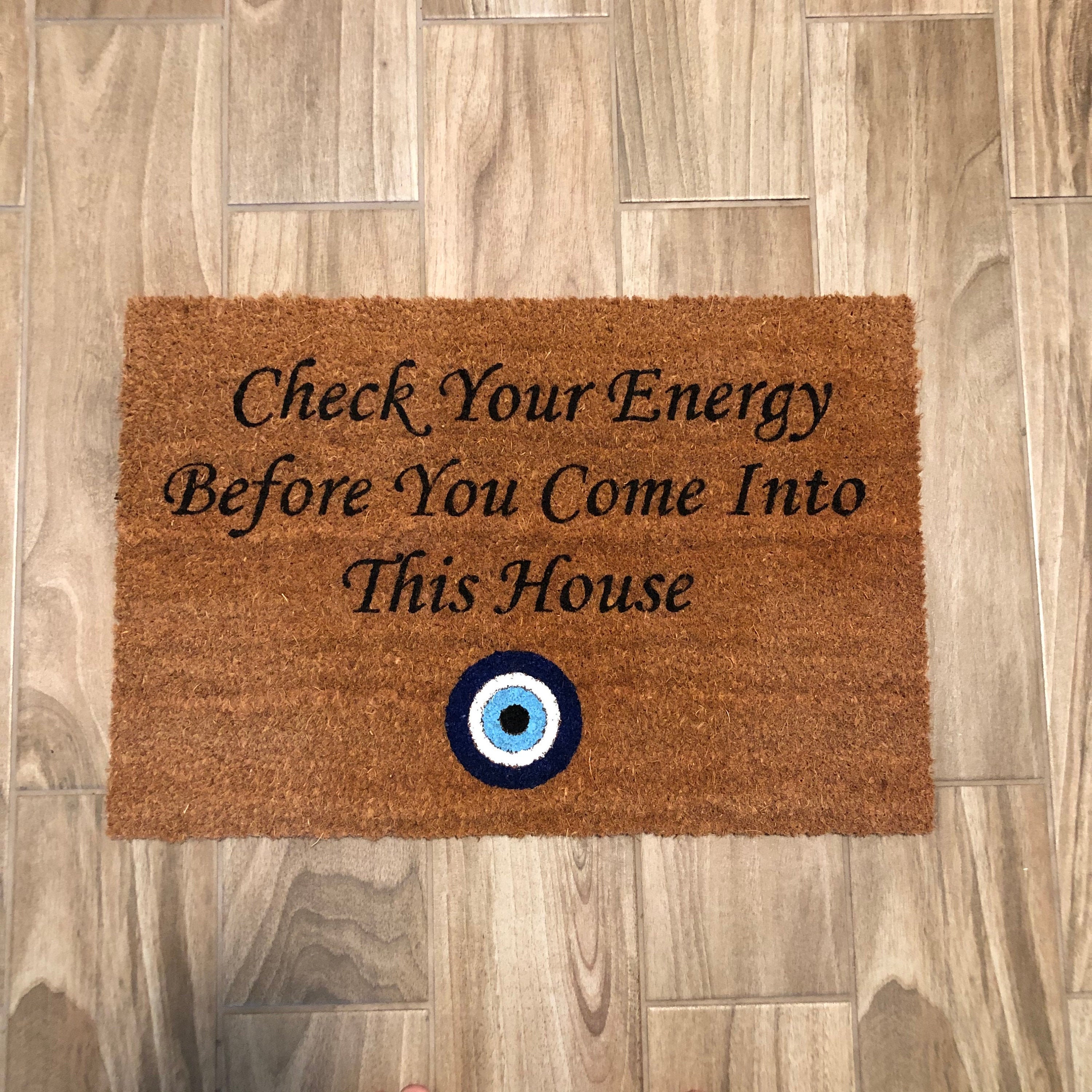 Check Your Energy Doormat Evil Eye Door Mat Evil Eye Decor Etsy