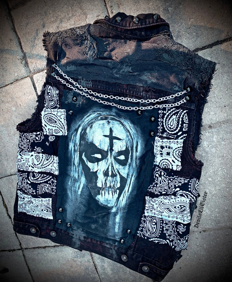 Otis Rob Zombie Denim Punk Vest Mens XS Ready to Ship Etsy