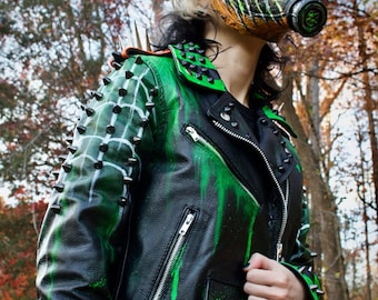 ETERNAL OCTOBER Punk Horror Halloween Studded Spiked Painted Jacket  Official Site Link in Description - Etsy