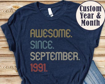 Awesome Since 1991 Shirt, 35th Birthday Gift, 35th Birthday idea, Birthday Gift for Him, 35th Birthday Shirt, Personalized Birthday Tshirt