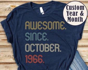 Awesome Since 1966 T Shirt, 60th Birthday Gift, 60th Birthday idea, 60th Birthday Gift for Woman/Man,Personalized Birthday Tshirt,1961 Shirt