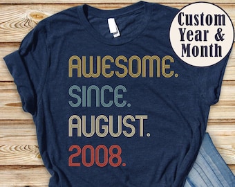 Awesome Since 2008 Shirt, 18th Birthday Gift, 18th Birthday idea, Birthday Gift for Him, 18th Birthday Shirt, Personalized Birthday Tshirt