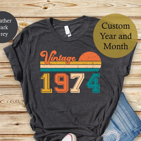 Vintage 1974 Shirt, 50th birthday idea, 50th birthday gift, birthday gift for him, 50th birthday shirt, Personalized Birthday T-shirt