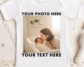 Custom Baby Photo Onesie, Personalized Newborn Bodysuit, Baby Memory Keepsake Gift