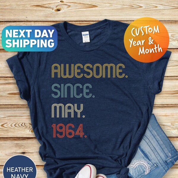 Awesome Since 1964 T Shirt, 60th Birthday Gift, 60th Birthday idea, 60th Birthday Gift for Woman/Man,Personalized Birthday Tshirt,1961 Shirt