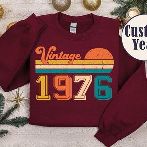 Vintage 1976 Shirt, 50th birthday idea, 50th birthday gift, birthday gift for him, 50th birthday shirt, Personalized Birthday T-shirt image 9
