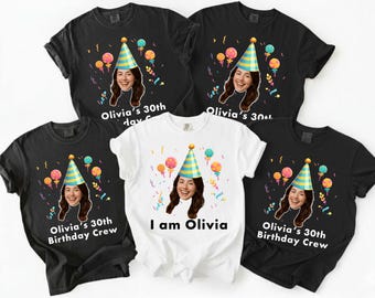 Custom 30th Birthday Crew Shirts, Personalized Photo Party T Shirt for Friends