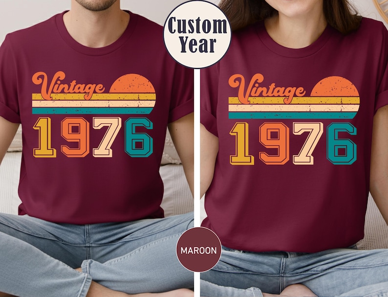 Vintage 1976 Shirt, 50th birthday idea, 50th birthday gift, birthday gift for him, 50th birthday shirt, Personalized Birthday T-shirt image 4