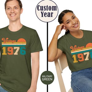 Vintage 1976 Shirt, 50th birthday idea, 50th birthday gift, birthday gift for him, 50th birthday shirt, Personalized Birthday T-shirt image 2