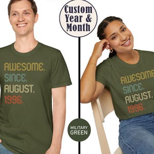 Awesome Since 1996 Shirt, 30th Birthday idea, Birthday Gift for Him, 30th birthday gift for girl/boy, Personalized Birthday T shirt image 2
