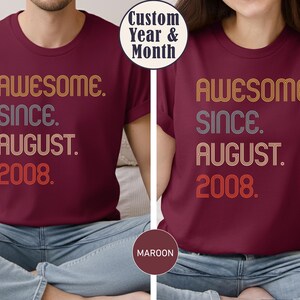 Awesome Since 2008 Shirt, 18th Birthday Gift, 18th Birthday idea, Birthday Gift for Him, 18th Birthday Shirt, Personalized Birthday Tshirt image 4