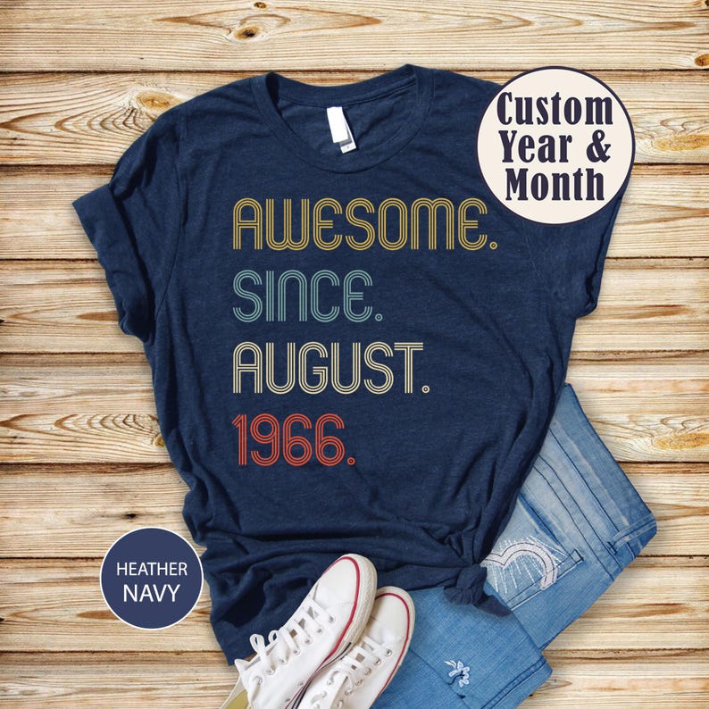 Awesome Since 1966 T Shirt, 60th Birthday Gift, 60th Birthday idea, 60th Birthday Gift for Woman/Man,Personalized Birthday Tshirt,1961 Shirt zdjęcie 1