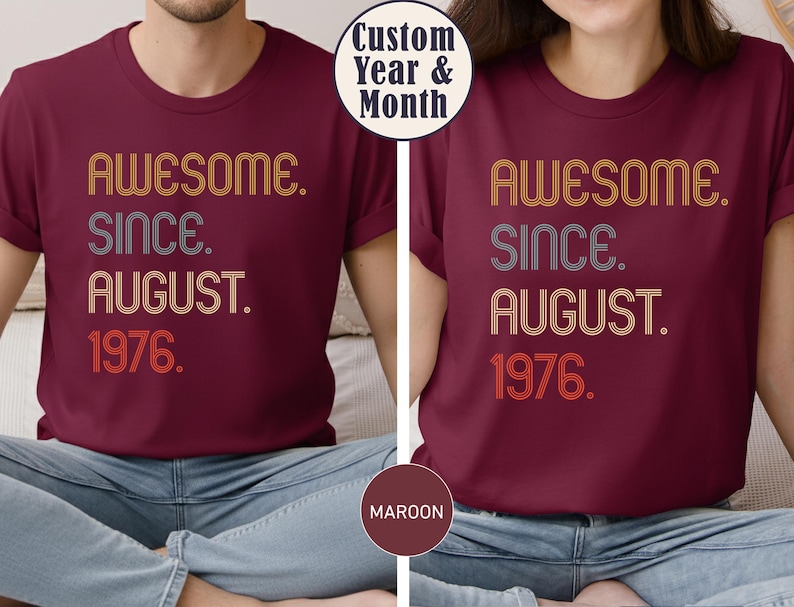 Awesome Since 1976 Shirt, 50th Birthday Gift, 50th Birthday idea, Birthday Gift for Him, 50th Birthday Shirt, Personalized Birthday Tshirt Bild 4