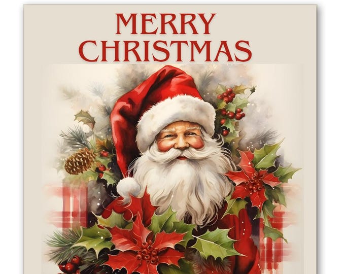 Merry Christmas Santa Claus Canvas Print: Festive Wall Art Home Decor , canvas wrapped frame , 4 size options and wall hanger .