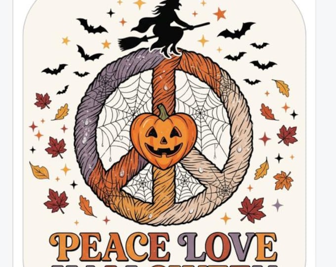 Halloween Peace Love Stickers ,Black Kitty, Hello Pumpkin, High Quality  Vinyl Decals 3 designs 3-6 inch sizes  decorate yeti, water bottle