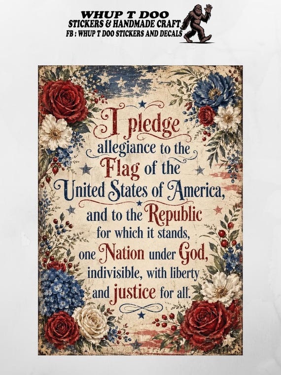 Pledge of Allegiance Wall Art Canvas – American Flag Patriotic Decor