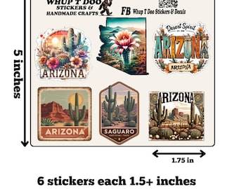Arizona desert vibe, cactus sticker sheet/ Saguaro National park badge /6pack