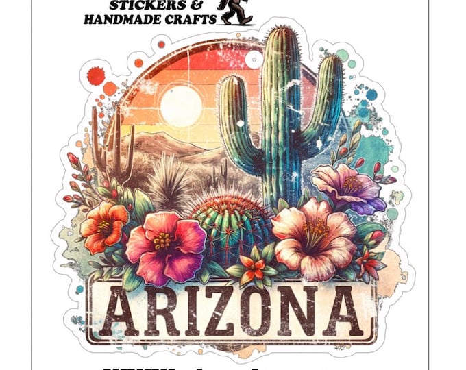 Retro Arizona Cactus Sticker Boho Dessert Sunset Floral Decal Trendy Western Scrapbook Sticker Waterproof Saguaro Vinyl Decal Gift for Her