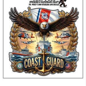 Coast Guard ,Semper Paratus, always ready, high quality UV vinyl stickers/us flag, eagle, helicopter, anchors decal for car windows, tablet