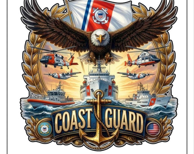United States Coast Guard Sticker, USCG Retirement Gift, Coast Guard Emblem Decal/ Semper Paratus Art, Military Husband Gift, Veterans Decor