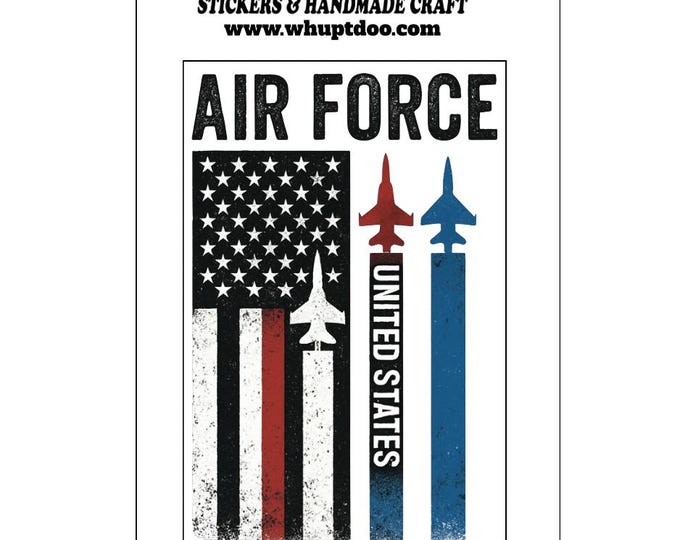 US Air Force Fighter Jet Decal-Patriotic American Flag Sticker - USAF Veteran Pride Design trucks golf cart water bottle decals