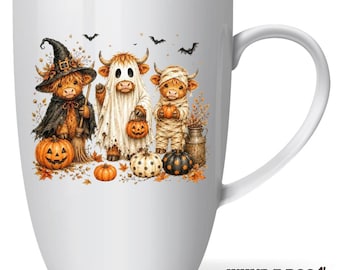 Cute Highland Cow Halloween Sticker Sheet, Autumn Fall Envelope Decals,Spooky Ghost theme Planner, Scrapbook Decal, Fall Vibes Cow Gift Idea