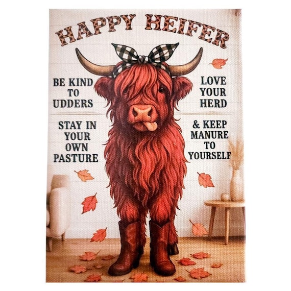 Happy Heifer Canvas wrapped frame