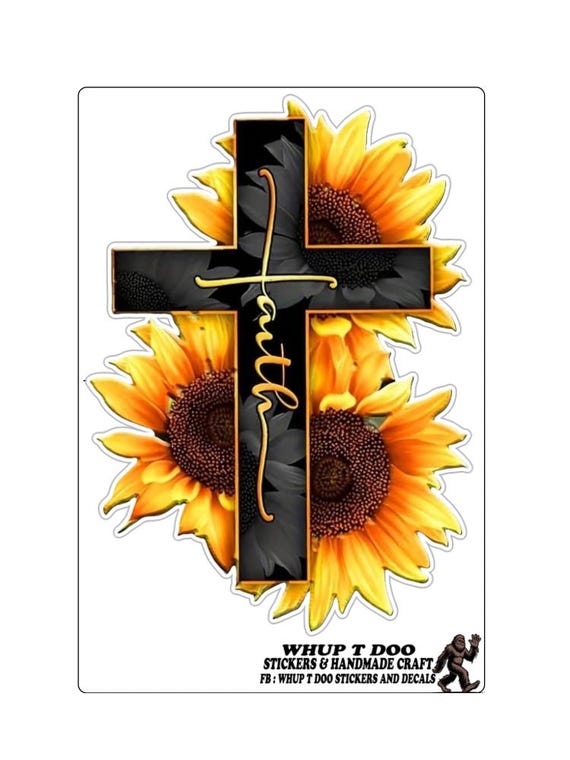 Faith Sunflower Cross decal 3-6 in,