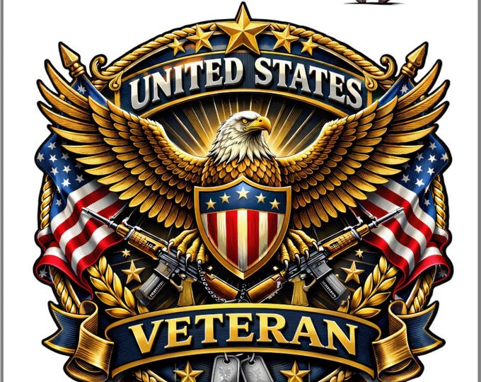 Proud US Veteran Decal, Military Tribute Sticker/Patriotic Eagle Truck Window Sticker/American Flag & Eagle Graphic:Veteran Appreciation