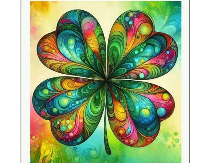 ST Patrick’s day stickers heifer cow and clover on clear vinyl