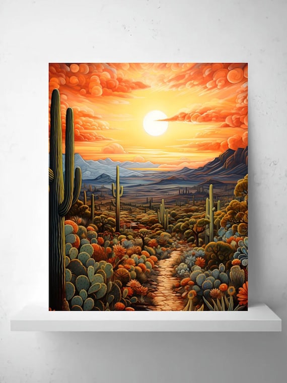 Sunsets in the desert , canvas wrapped wood frames pictures