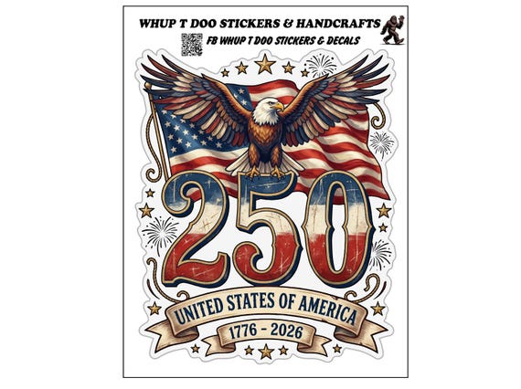 250 United States of America Sticker: Eagle Flag Decal (1776-2026)
