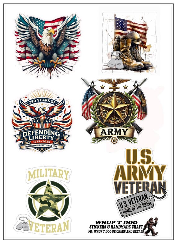 Military Army and veteran Stickers: US Army, Defending Liberty Designs (Waterproof Vinyl)