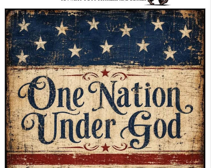 One Nation Under God American Flag Sticker, Patriotic Faith Decal size option (3-6 in) waterproof UV stickers