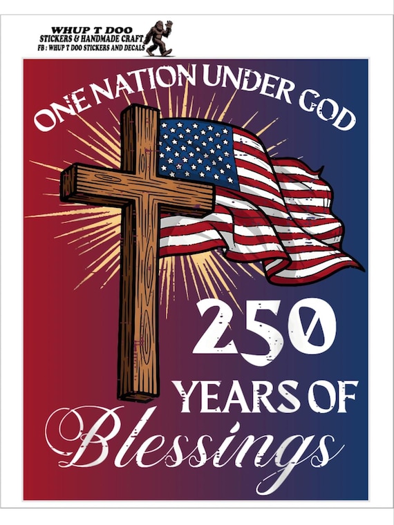 One Nation Under God STICKER -American Flag Cross Decor | Patriotic Religious Art