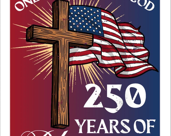 One Nation Under God STICKER -American Flag Cross Decor | Patriotic Religious Art, high quality UV Vinyl decal, applied to cups, coolers