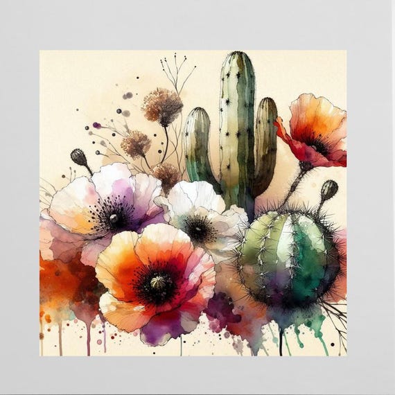 Desert plants and flowers canvas options