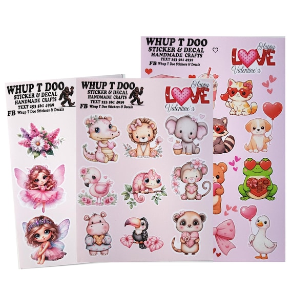 Valentines Sticker Sheets 3 pack