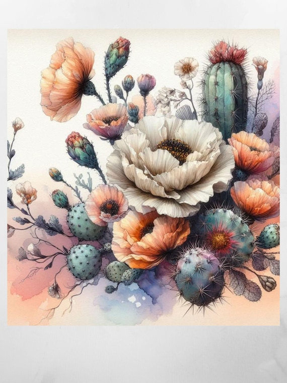 Desert plants and flowers canvas wrapped frames