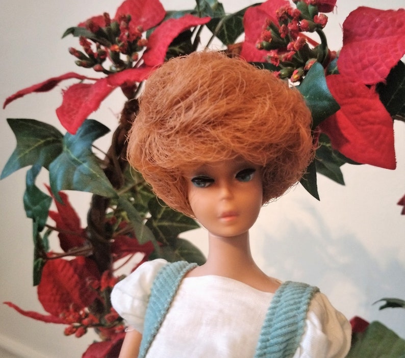 Vintage 1960's Barbie Red Haired Bubblecut Barbie in Friday Night Date PLUS Mini Liquor Bottle