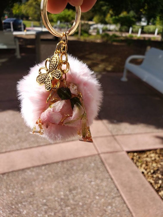 pom pom keychain with letter